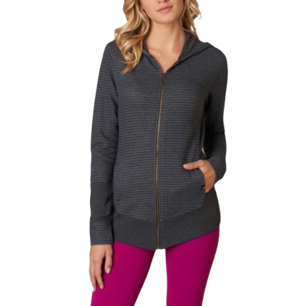 Prana Women's Charcoal Striped Zip Hoodie